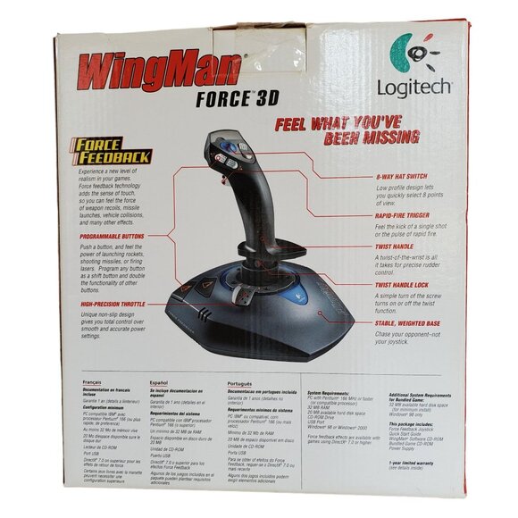 Logitech WingMan Force 3D Joystick  Feel What You've Been Missing! Untested - Picture 8 of 9
